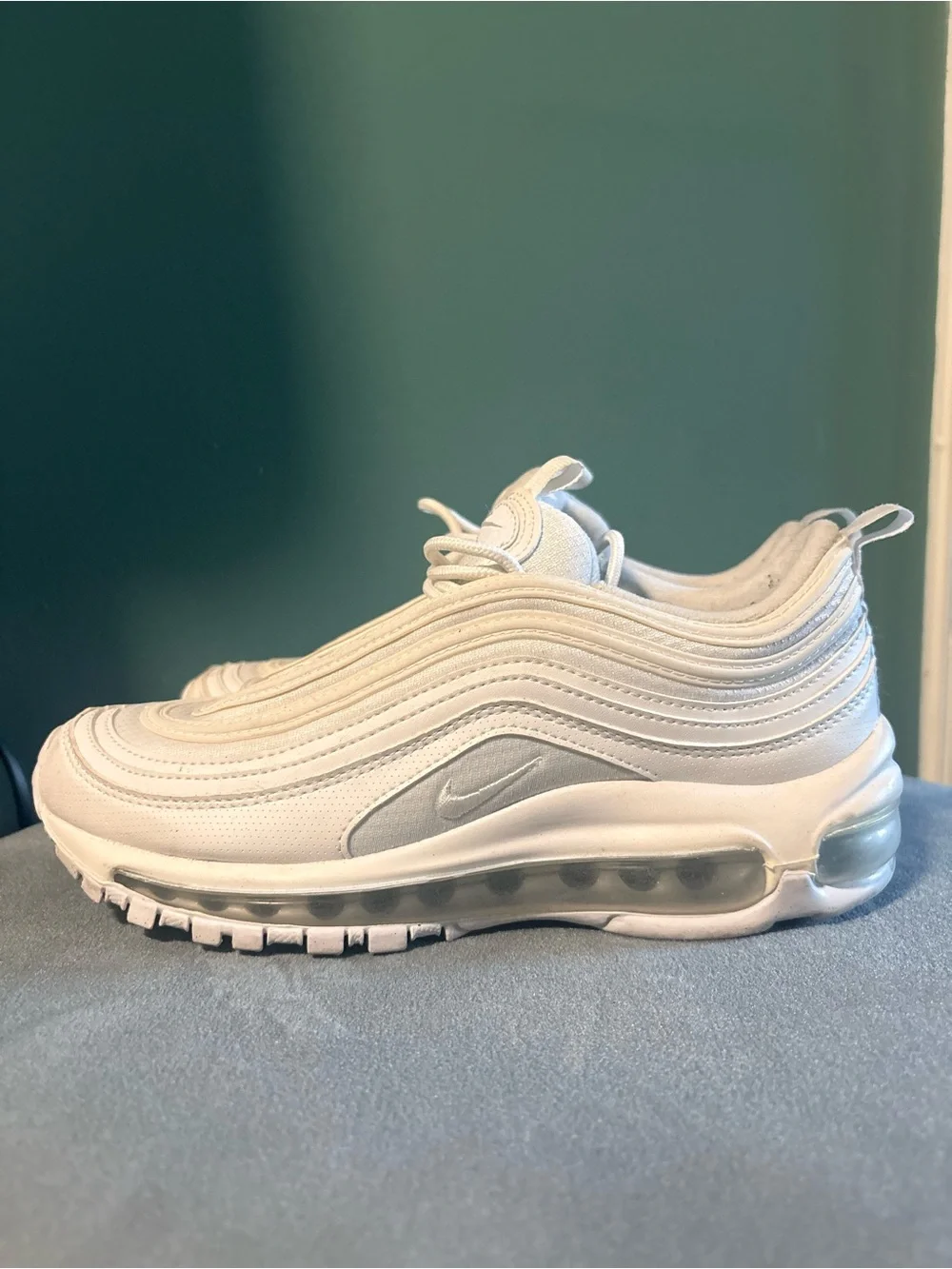 Kids 5.5Y Air Max 97 Triple White Sneakers